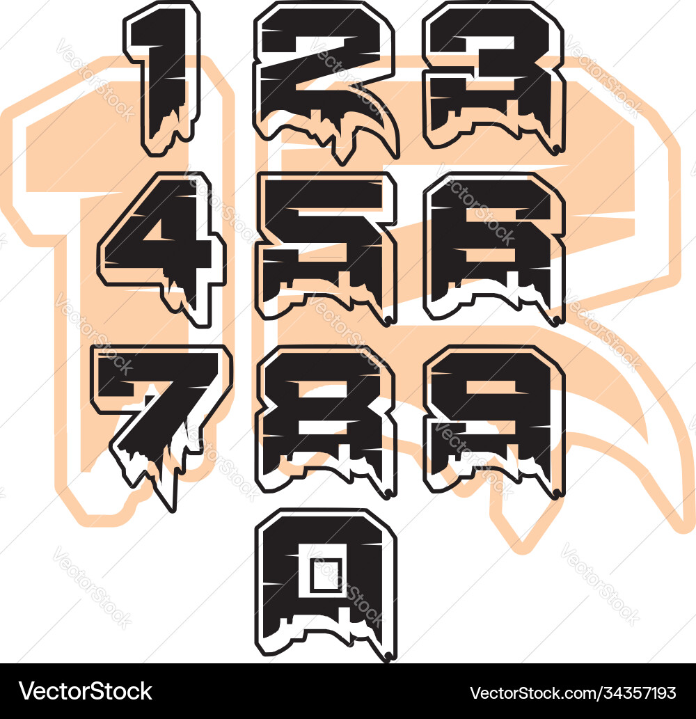 Automotive Race Number Set - Bold Styles Vector Image