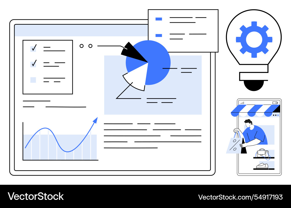 Data visualization and e-commerce interface Vector Image