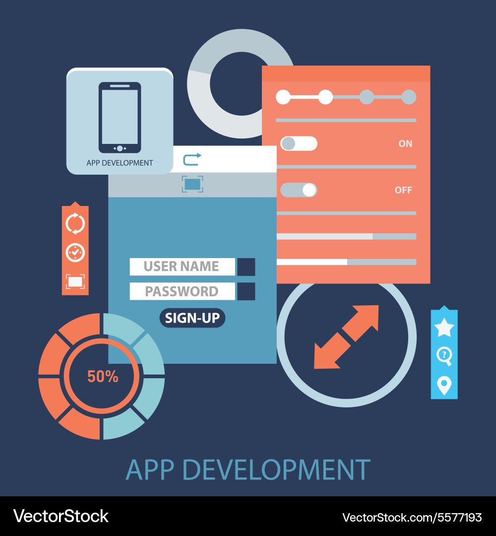 Flat design concept for app development vector image