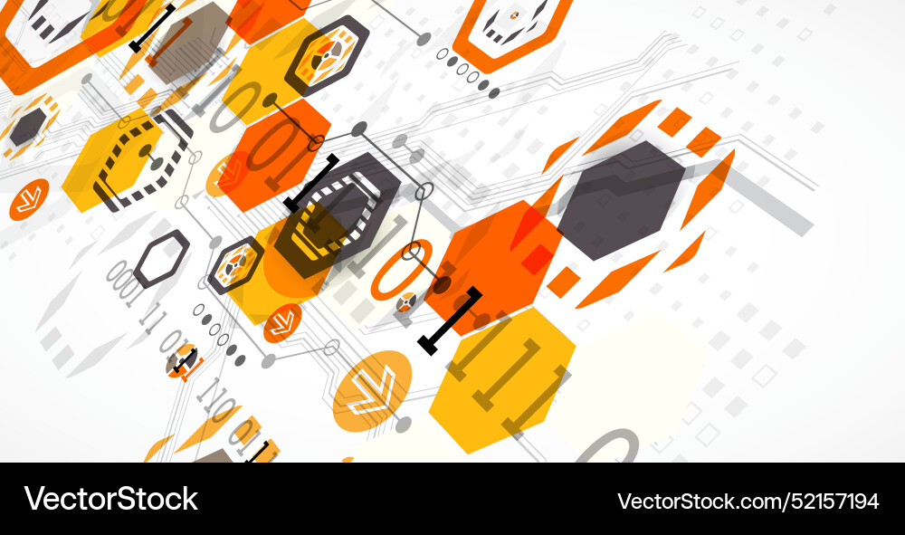 Abstract circuit board background with hexagons Abstract circuit board background with hexagons vector image