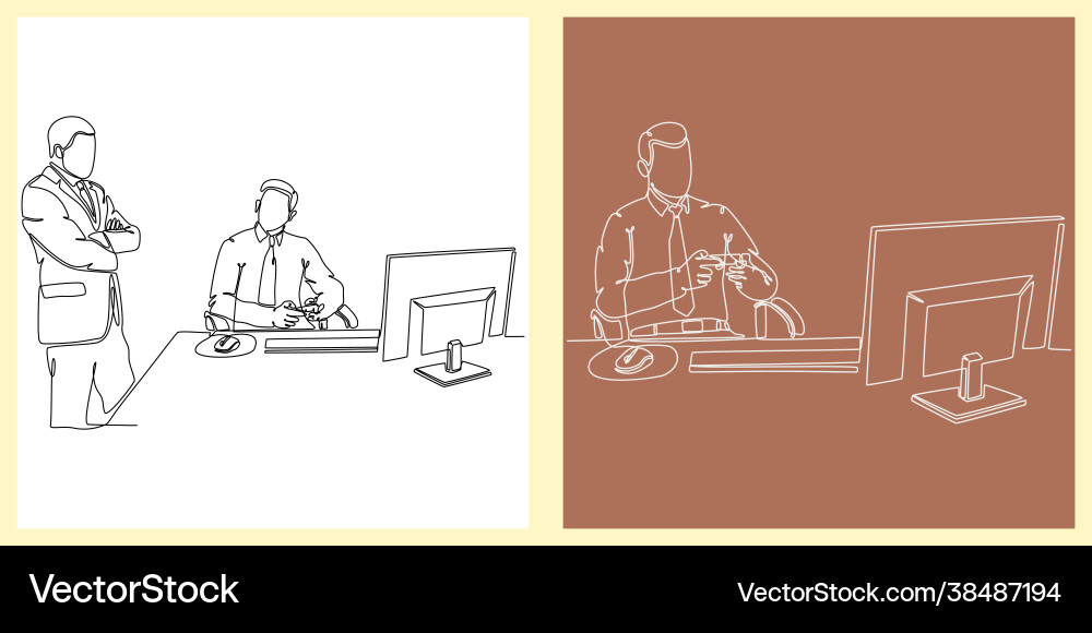 Continuous line drawing lazy businessman vector image