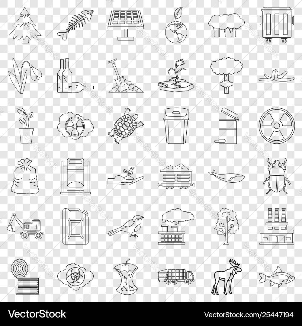 Garbage icons set outline style Vector Image