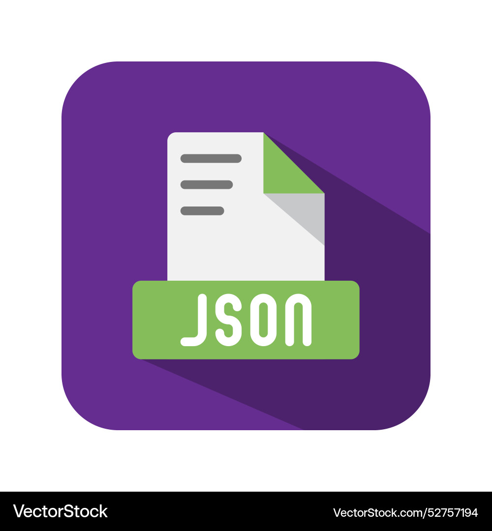 Json flat text file icons symbol document files Json flat text file icons symbol document files vector image