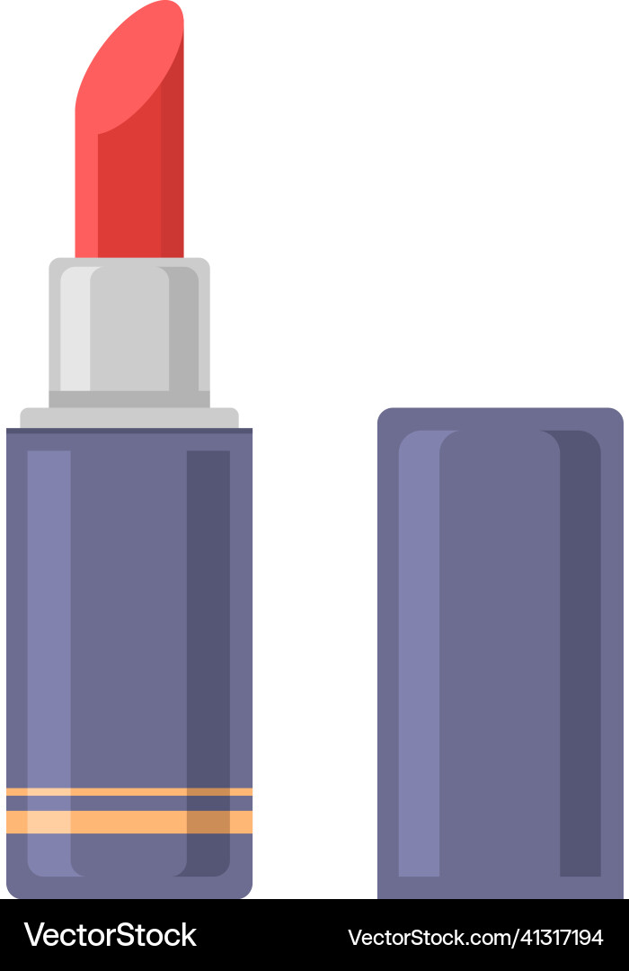 Red lipstick in blue container with open lid Red lipstick in blue container with open lid vector image