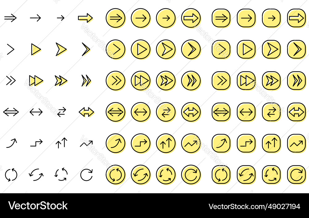 Simple set of arrow icons out-of-print design vector image