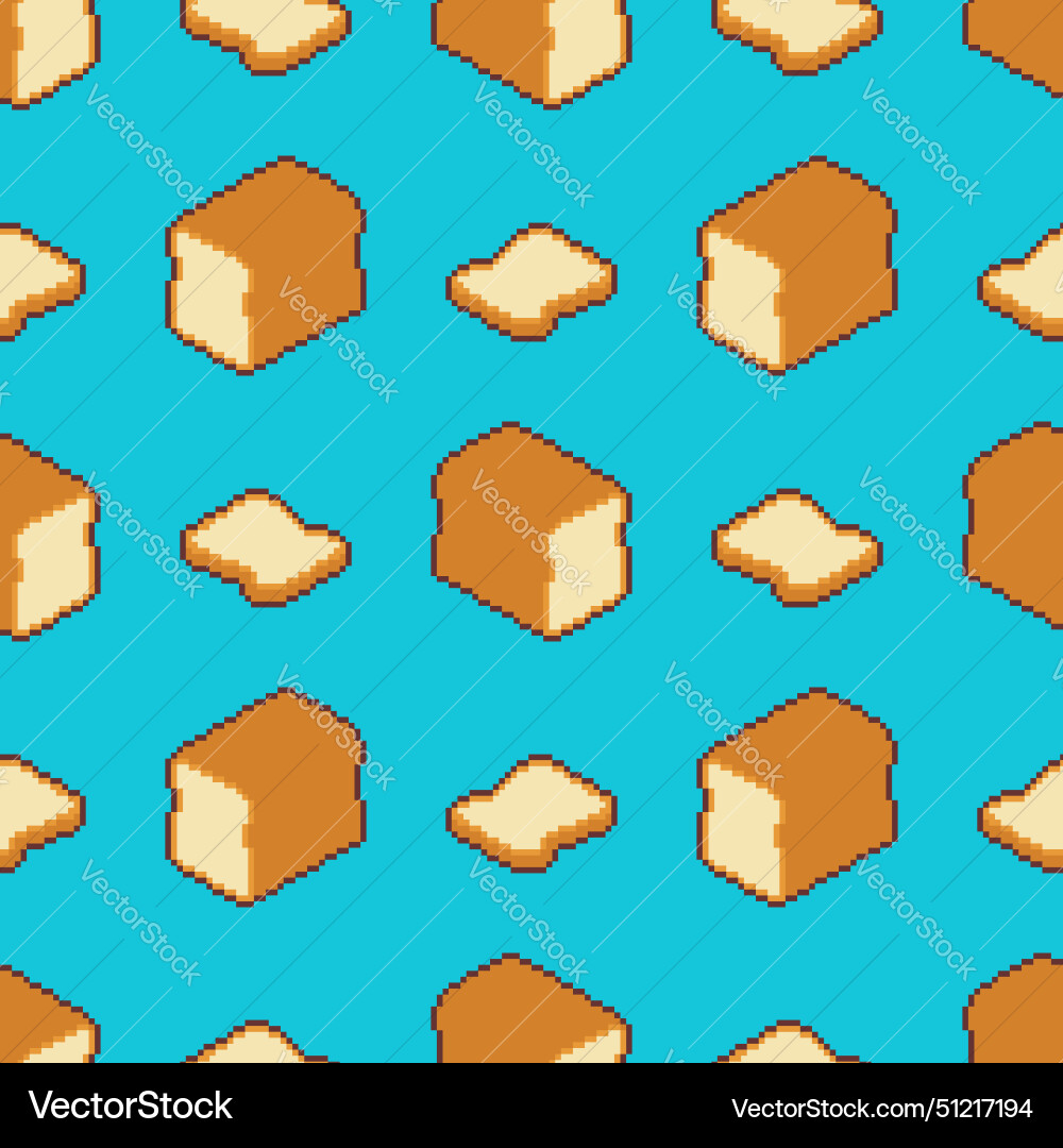 Sliced bread pixel art pattern seamless pixelated Vector Image