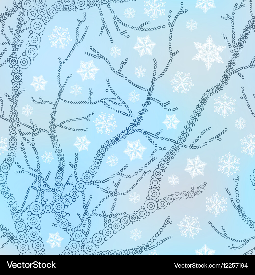 Snowflake pattern with tree winter vector image