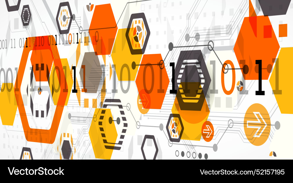 Abstract circuit board background with hexagons Vector Image