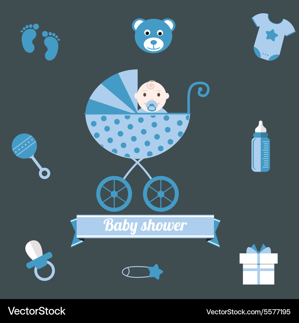 Baby Shower Icons - Blue Theme – Royalty-Free Vector | VectorStock, image size:1000x1080