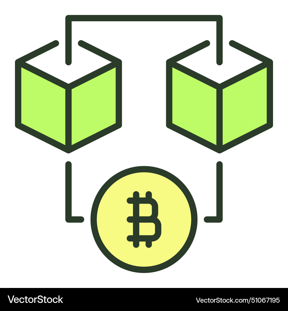 Bitcoin blockchain technology crypto colored icon – Royalty-Free Vector |  VectorStock