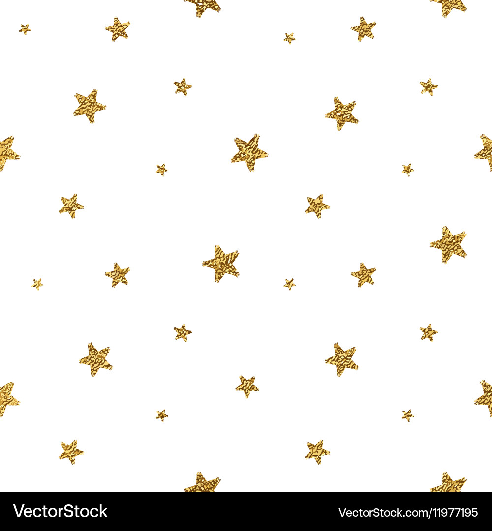 Gold Glitter Star Seamless Pattern vector image