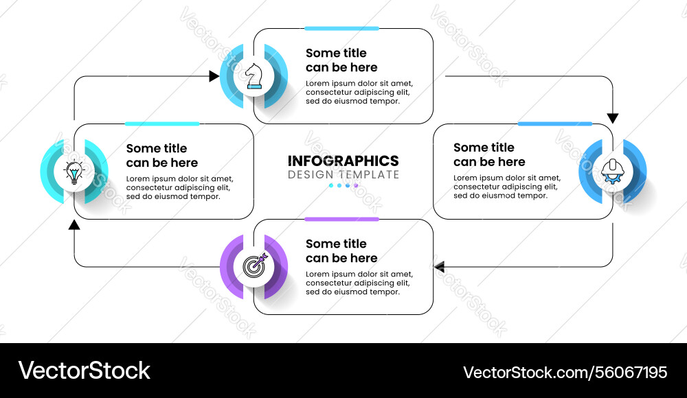 Infographic template loop with rectangles and 4 Infographic template loop with rectangles and 4 vector image