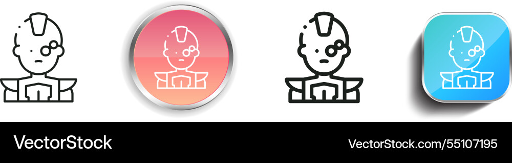 Knight icon thin linear regular and button style vector image