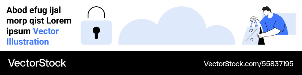 Man shielding personal data with cloud security Man shielding personal data with cloud security vector image