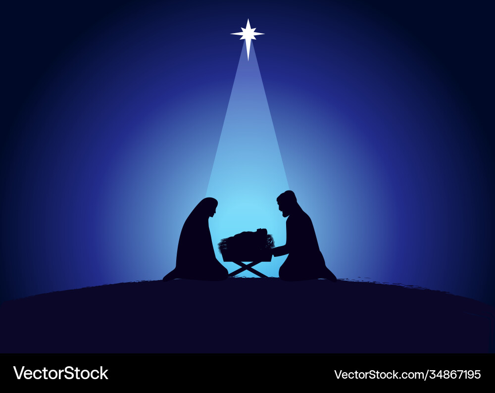 Nativity Scene with Mary and Joseph vector image