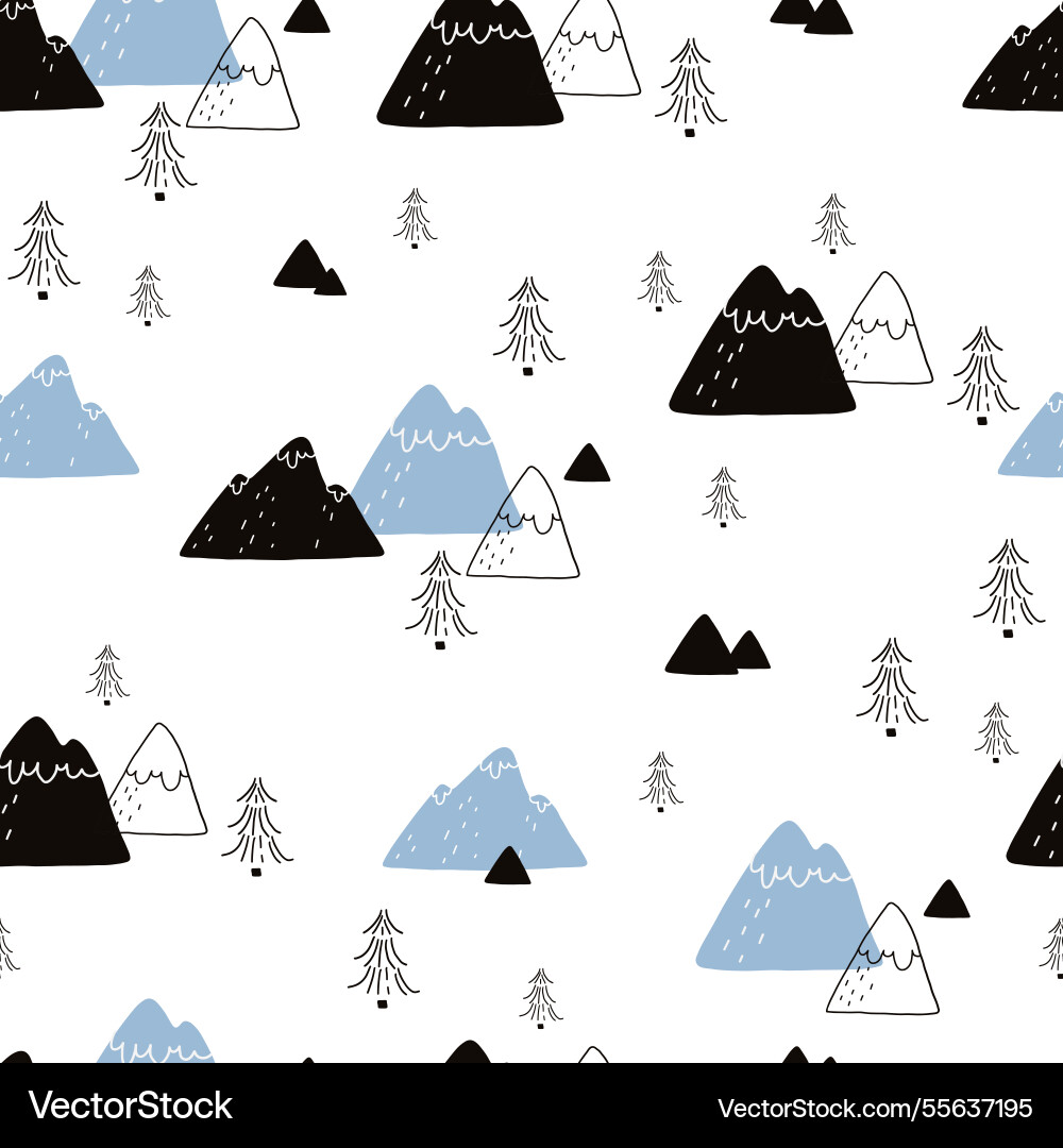 Scandi pattern with mountains Scandi pattern with mountains vector image