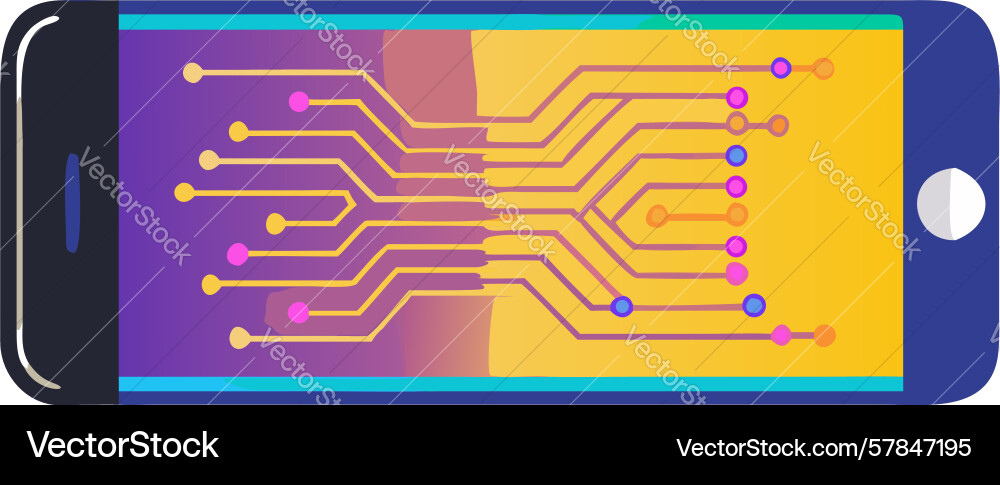 Smartphone with circuit board screen mobile tech Vector Image