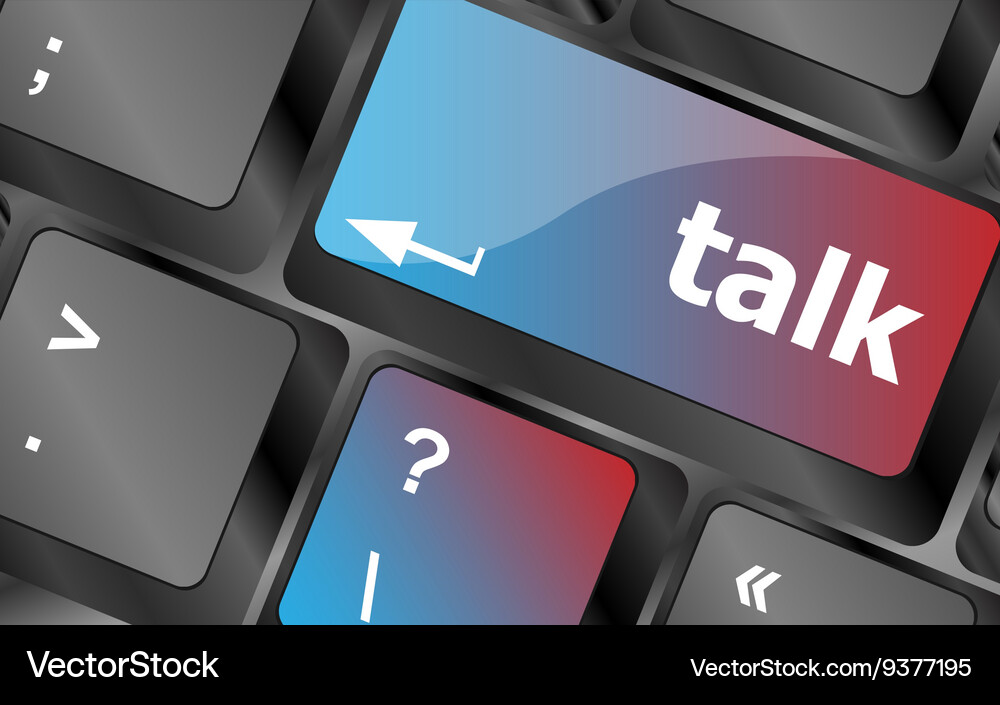 Talk word with icon on keyboard keys button Vector Image