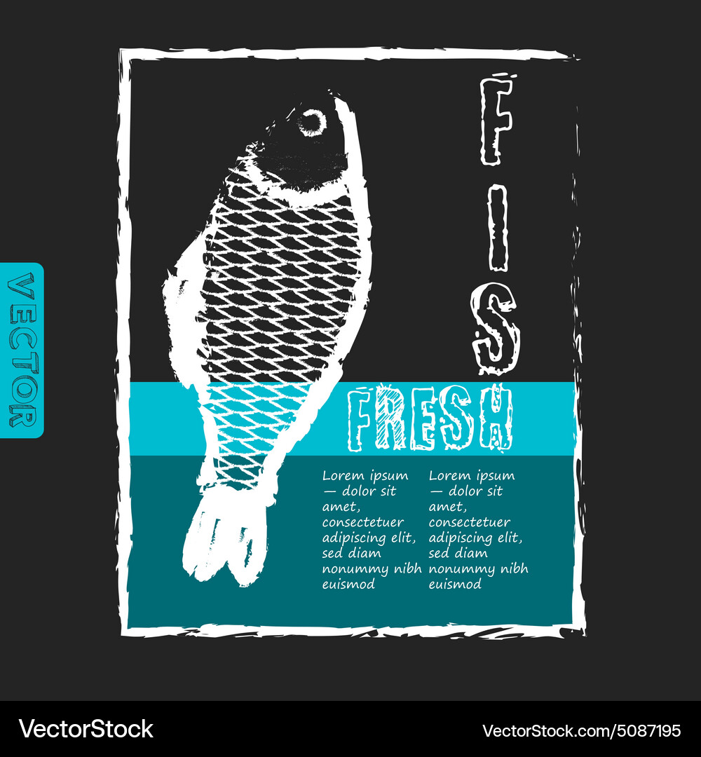 Template for fish menu with retro effect Vector Image