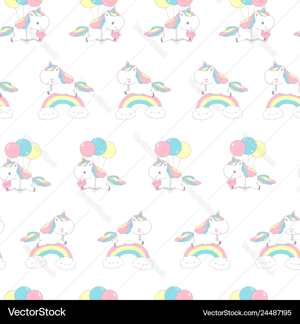 Unicorn over rainbow fashion seamless pattern Unicorn over rainbow fashion seamless pattern vector image