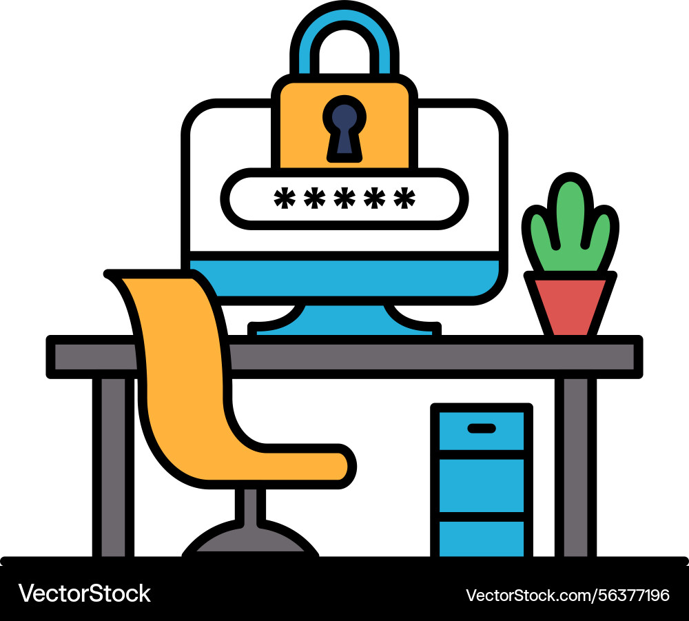 A computer monitor with password lock A computer monitor with password lock vector image