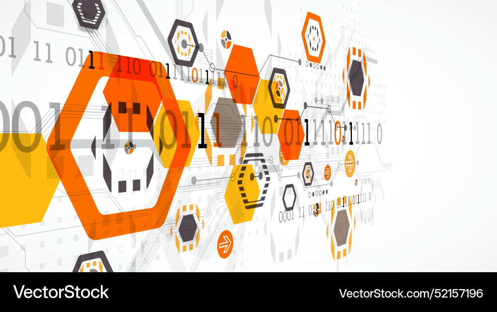 Abstract circuit board background with hexagons Abstract circuit board background with hexagons vector image