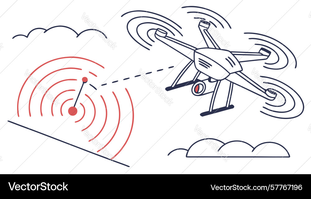 Advanced drone communication and signal Vector Image