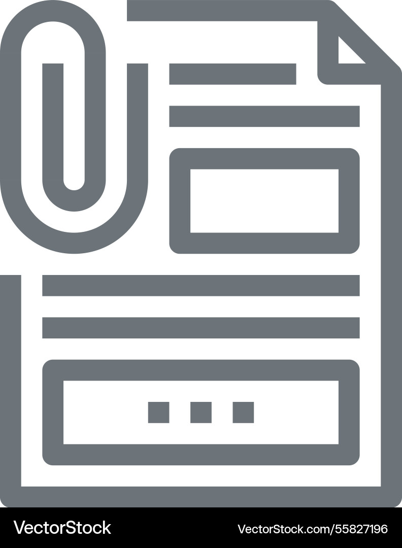 Attachment file flat line web icon concept Vector Image