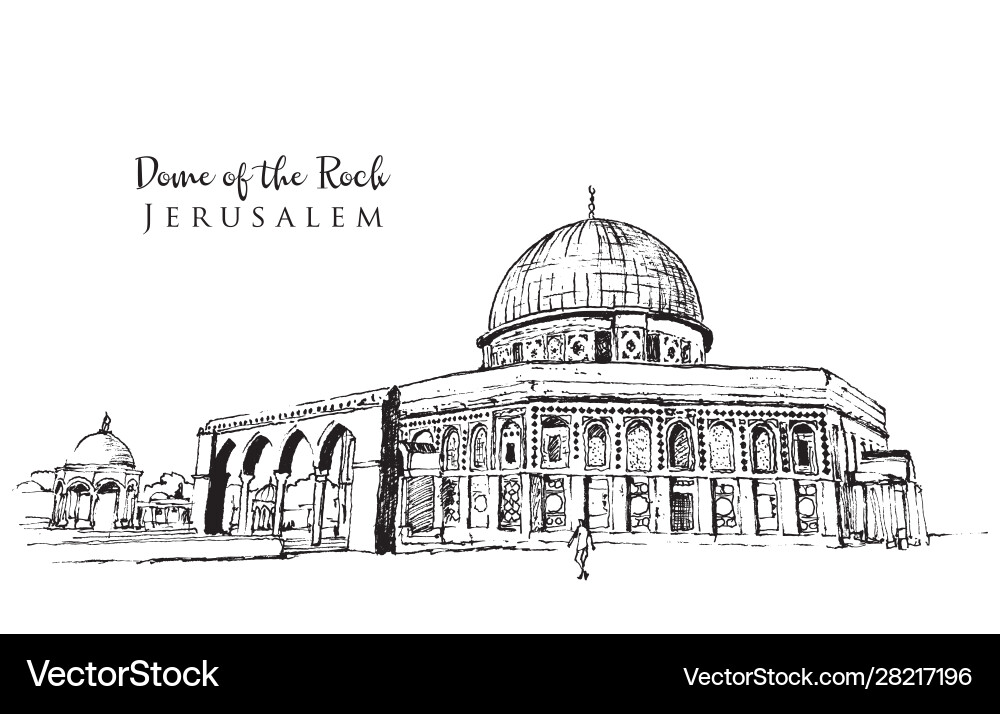 Drawing sketch dome rock Drawing sketch dome rock vector image