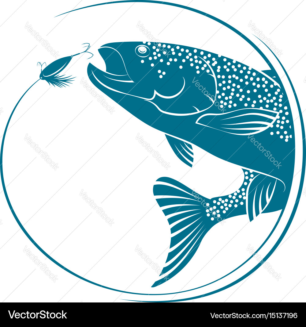 Fish Jumping - Fishing Silhouette Vector Image