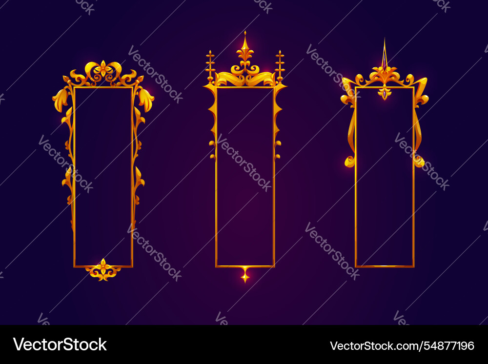 Medieval vertical game frames collection Vector Image
