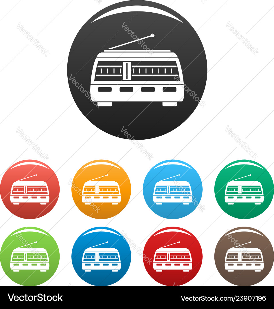 Old retro radio icons set color Vector Image