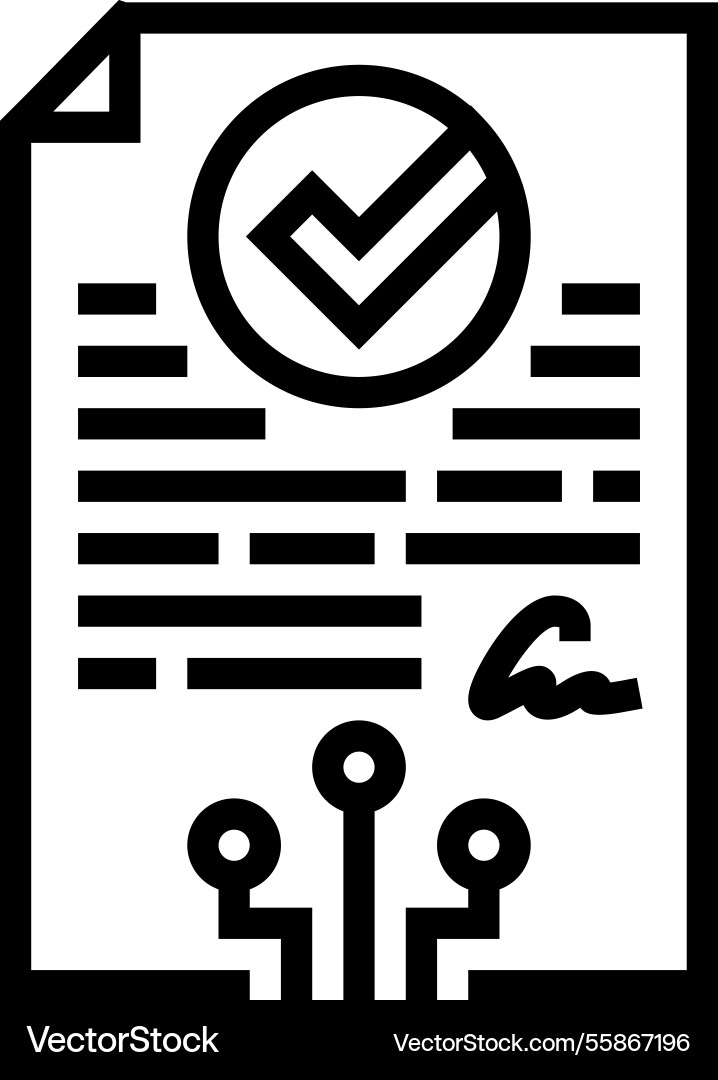Smart contract decentralized application line icon Smart contract decentralized application line icon Vector Image