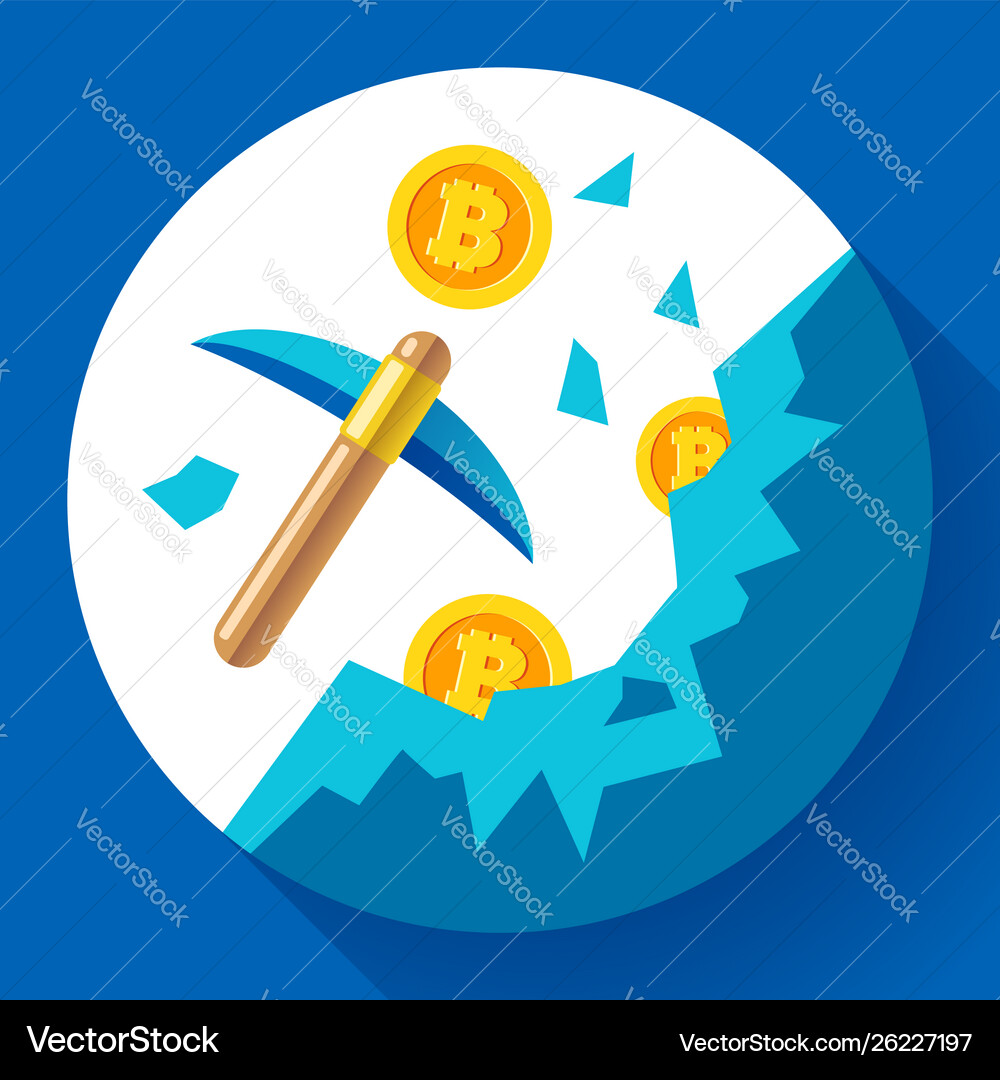 Cryptocurrency mining icon concept with pickaxe – Royalty-Free Vector |  VectorStock