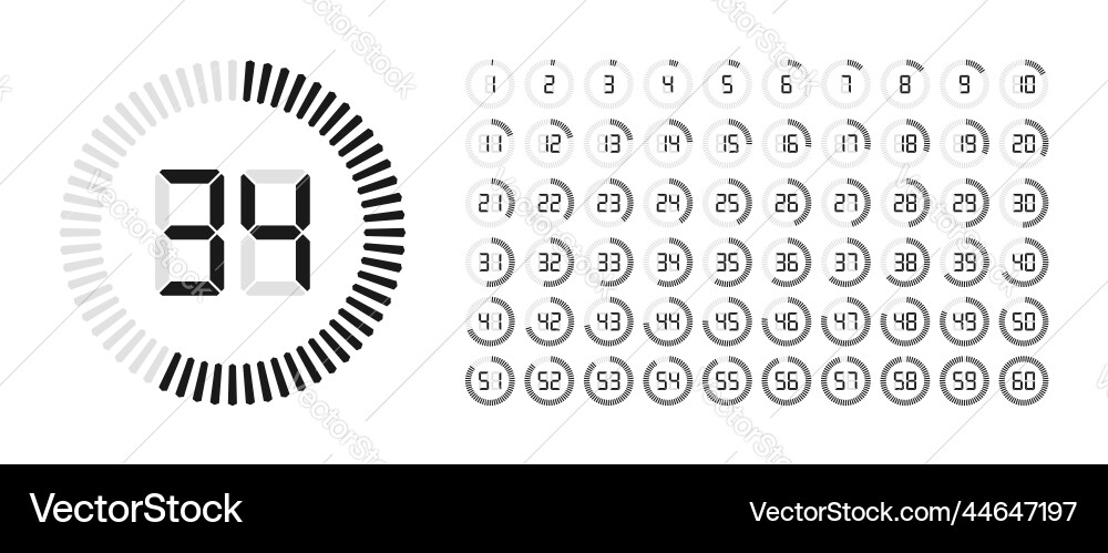 Digital Timer & Stopwatch Icon Set vector image