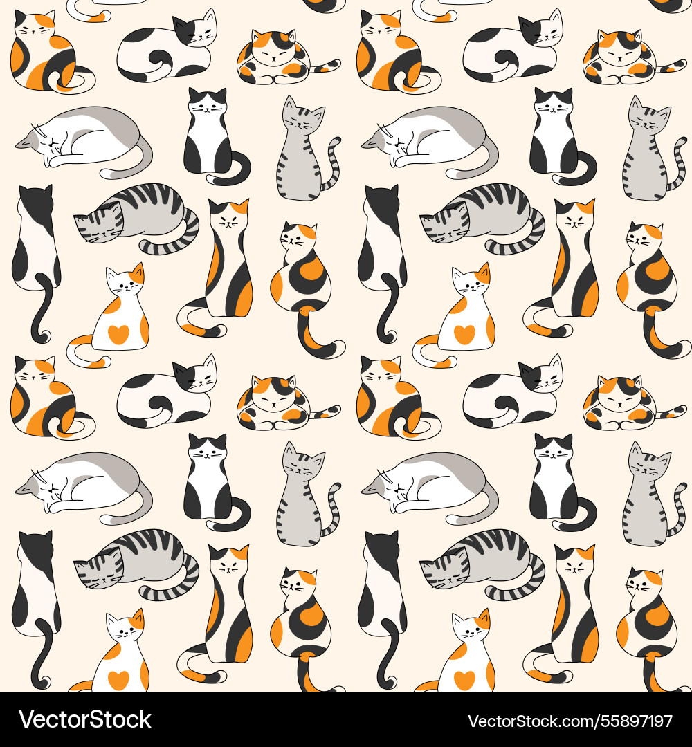 Seamless pattern with cats texture for textile Vector Image