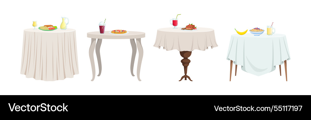 Served table with plating and meal setting Served table with plating and meal setting vector image