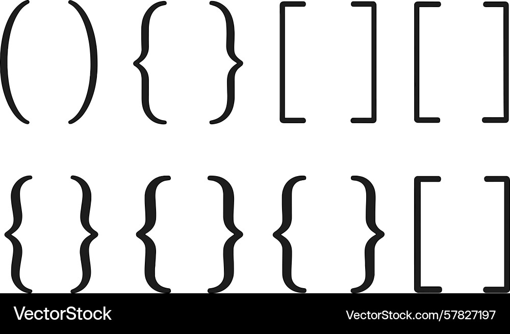 Various types of brackets and parentheses Various types of brackets and parentheses vector image