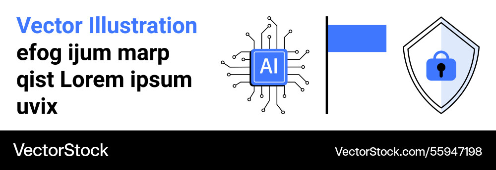 Ai chip data security shield and digital flag Ai chip data security shield and digital flag vector image
