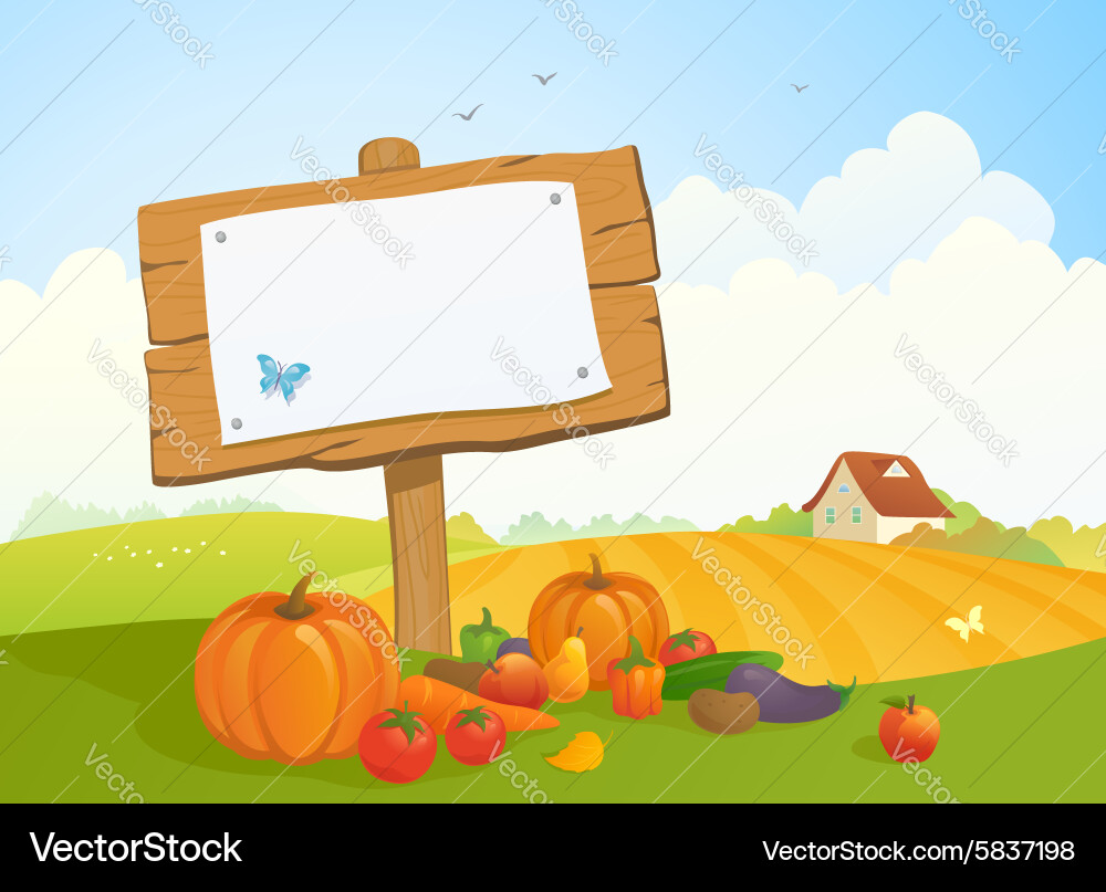 Autumn Harvest Signboard Vector Image