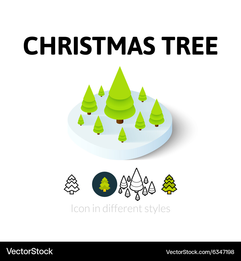 Christmas tree icon in different style Vector Image