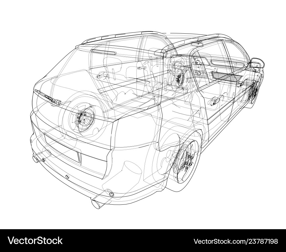 Concept car rendering of 3d vector image