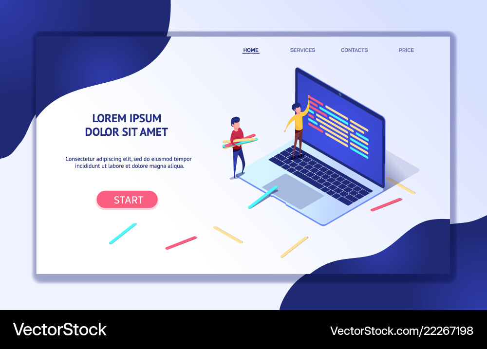 Isometric Web Development Concepts vector image