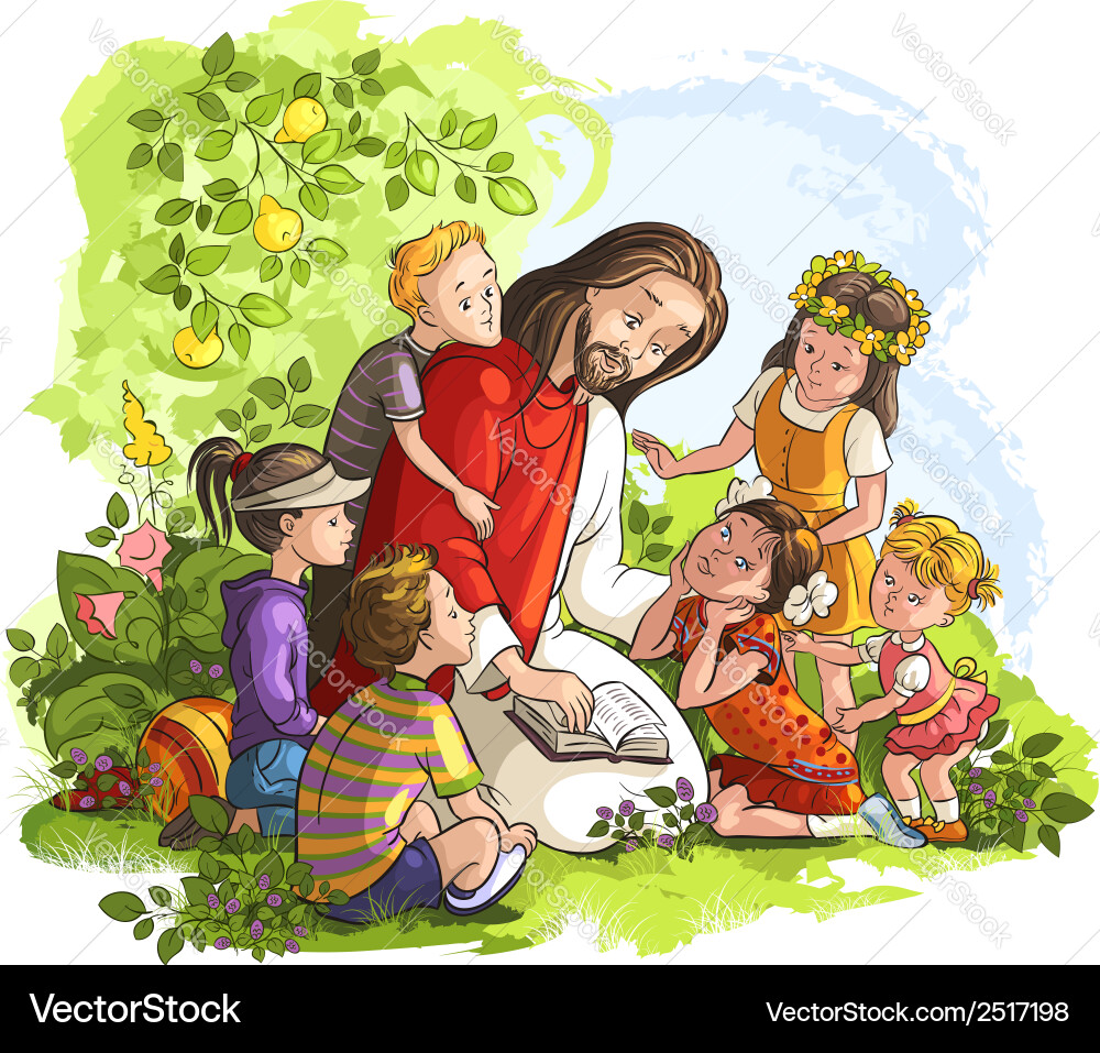 Jesus with children vector image