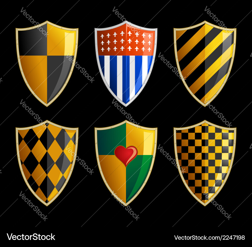 Medieval Shield Collection vector image