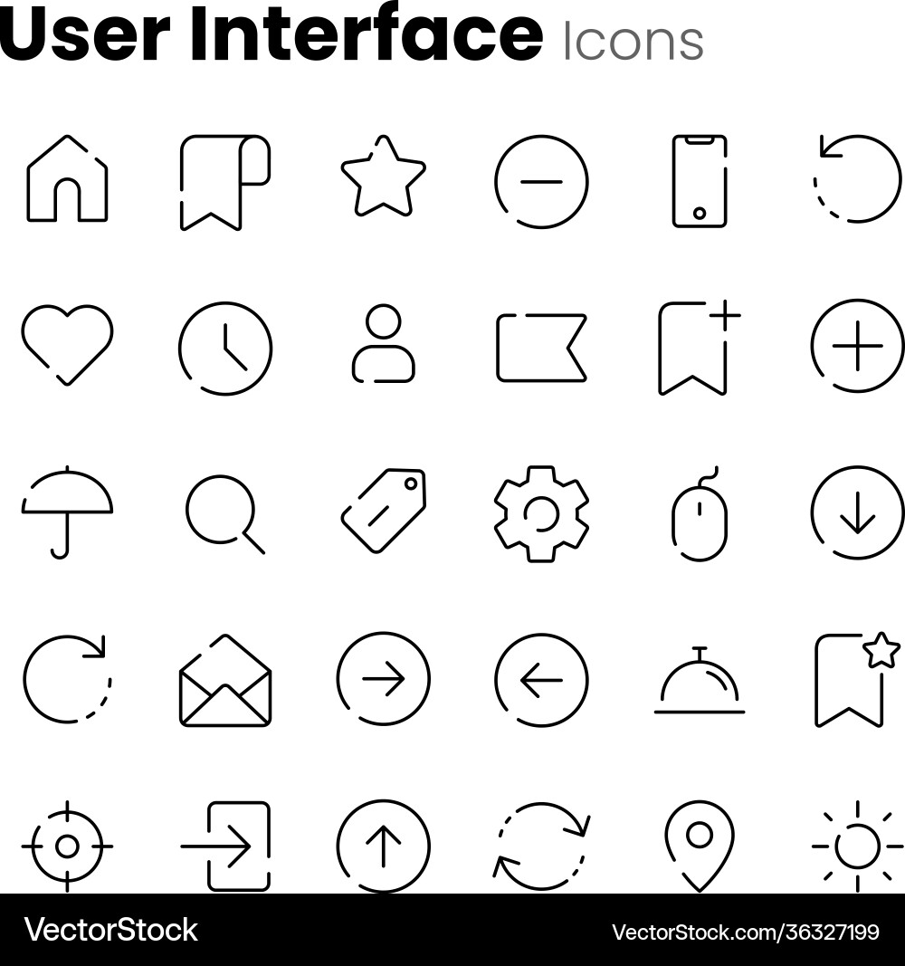 Basic app and web ui icon set vector image