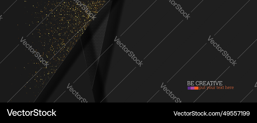 Black banner with glittering golden texture Black banner with glittering golden texture vector image