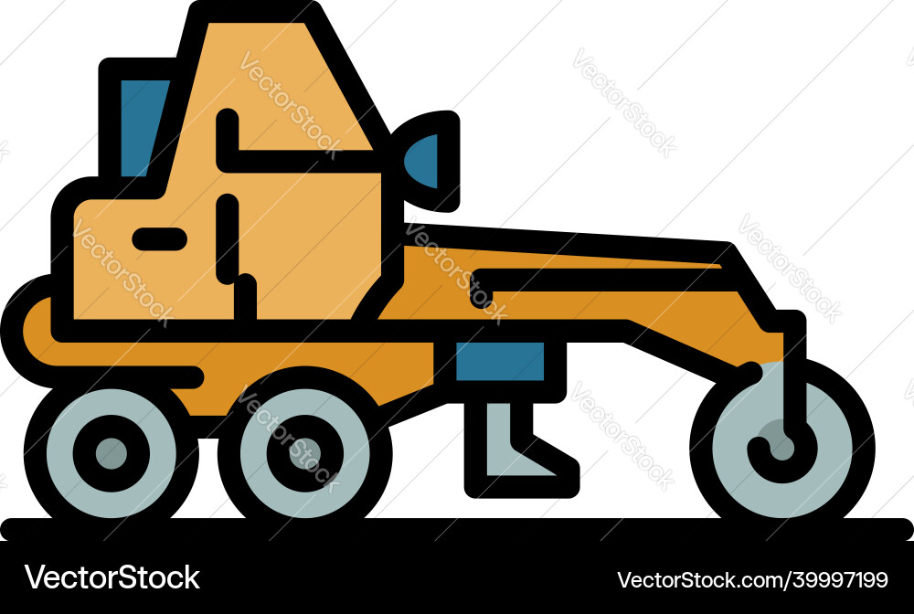 Grader machine truck icon color outline Grader machine truck icon color outline vector image