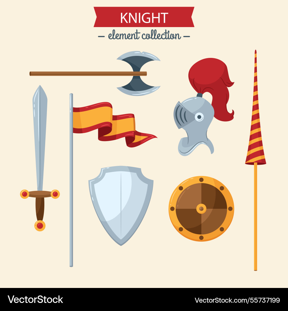 Knight elements with colorful style Vector Image