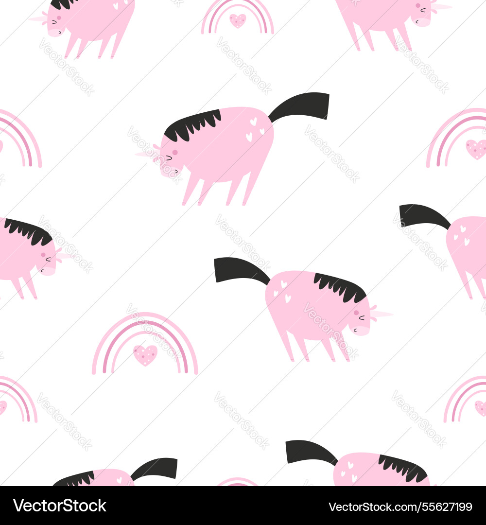 Seamless pattern with cute unicorns in a childish Vector Image